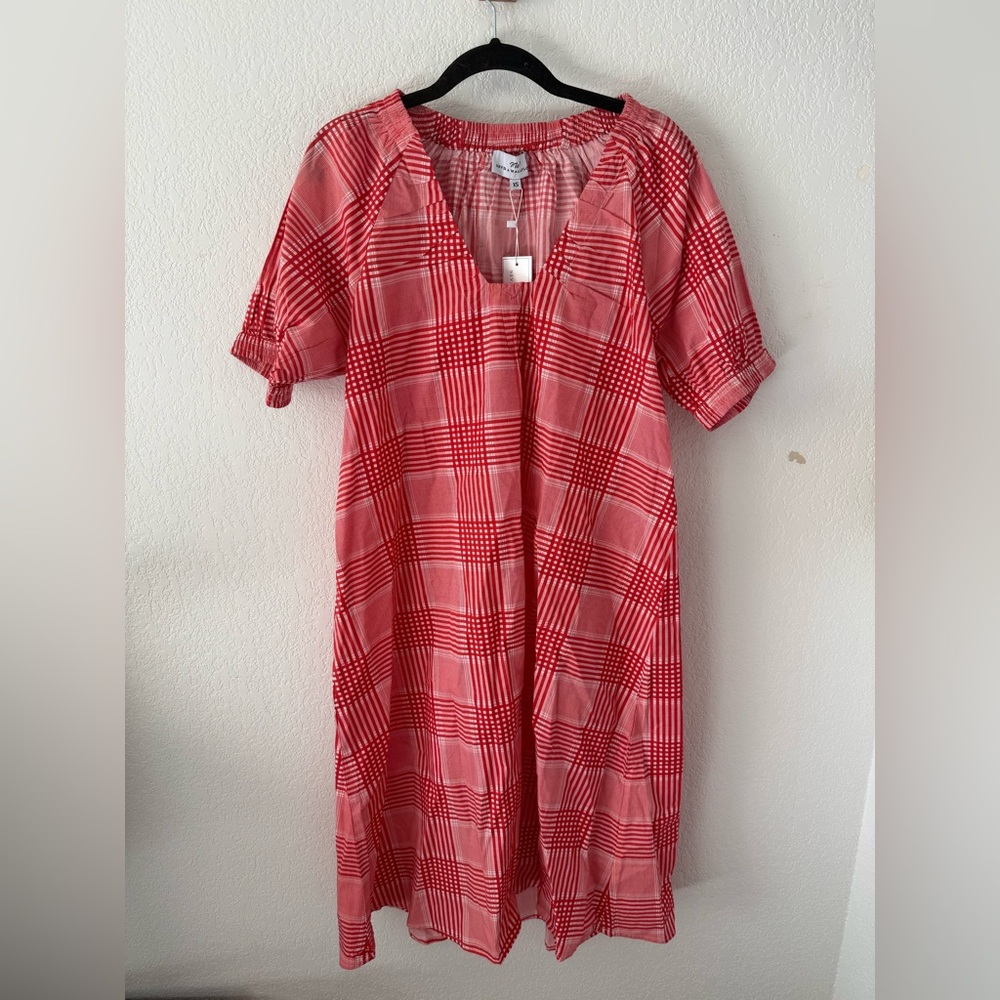 Red Plaid Midi Dress - Women's Loose Fit